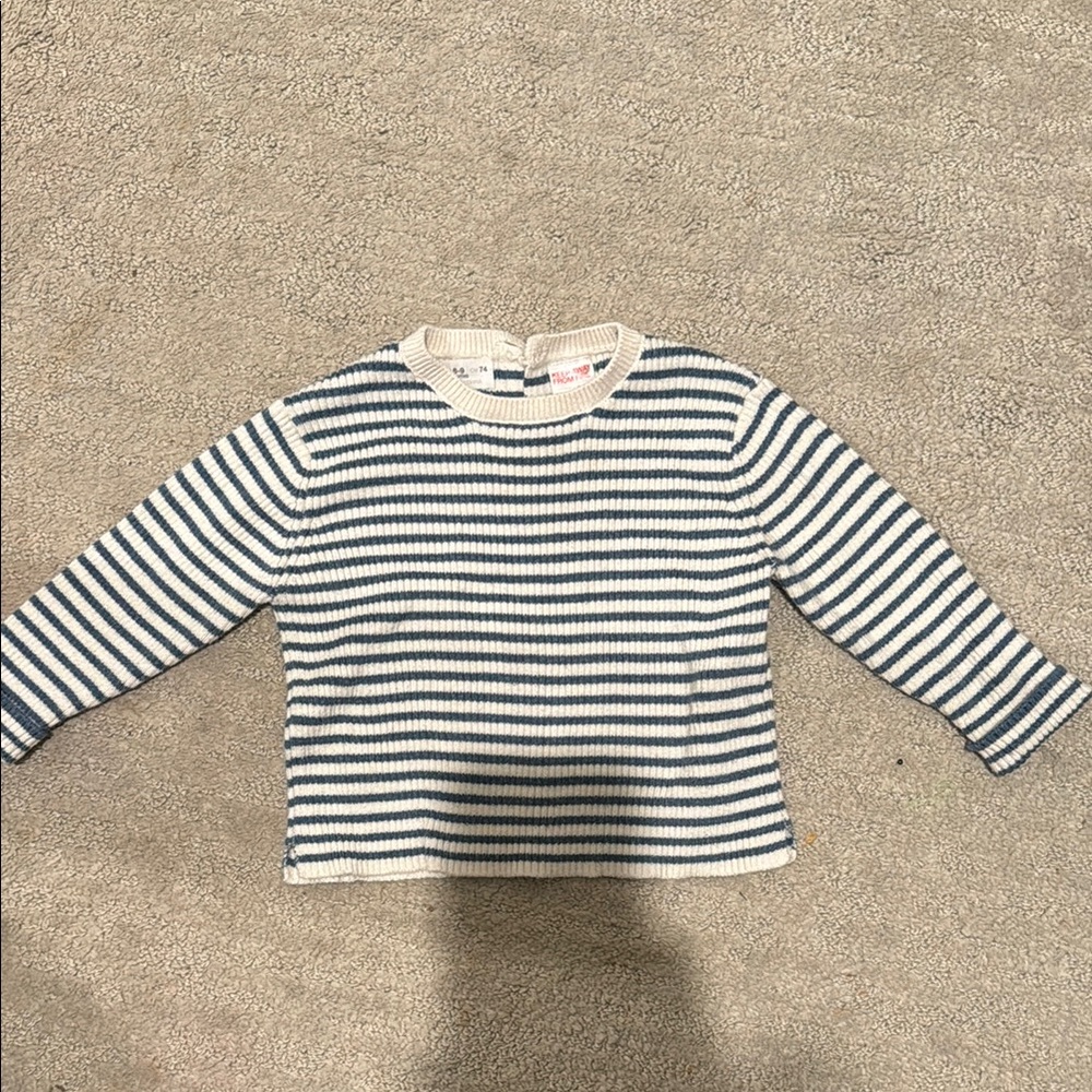 Zara Blue and White Striped Sweater
